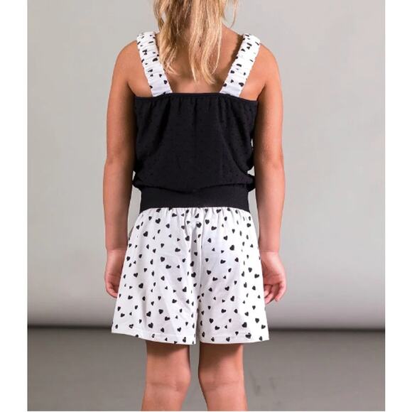 Deax Par Deux Black & White Heart Print Romper with Fringe Detail // 10 - Picture 3 of 12